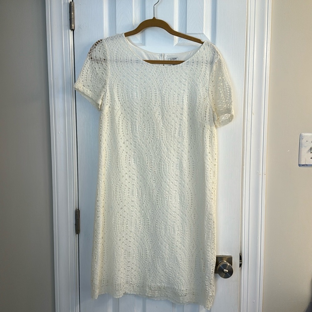 Off white J crew lace shift dress size 8